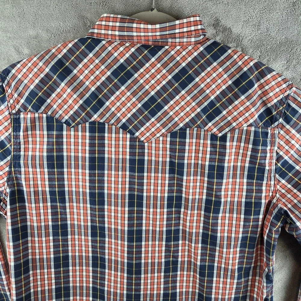 True Religion Pearl Snap Plaid Shirt Mens 3XL Western Cowboy Long Sleeve